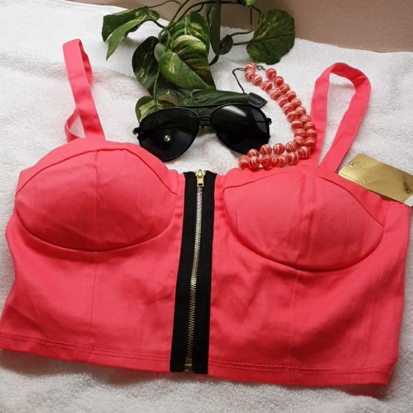 Nicki Minaj Tops - Nicki Minaj womens padded pink crop top size M